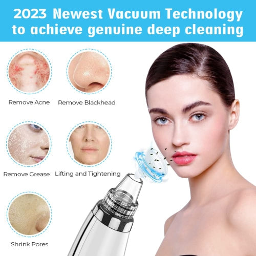Electric Black Head Suction Instrument Face Cleaner/ Blackhead Remover Vacuum, Facial Pore Cleanser Acne Comedones Extraction 5 Replaceable Heads.