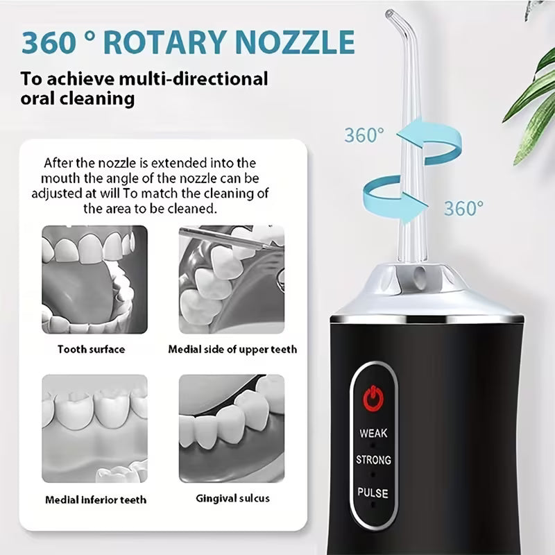 Portable Oral Irrigator/  360° Rotatable Nozzles, USB Charging, Lithium Battery, Suitable for Men and Women's Daily Dental Care & Gum Cleaning, Multicolor.