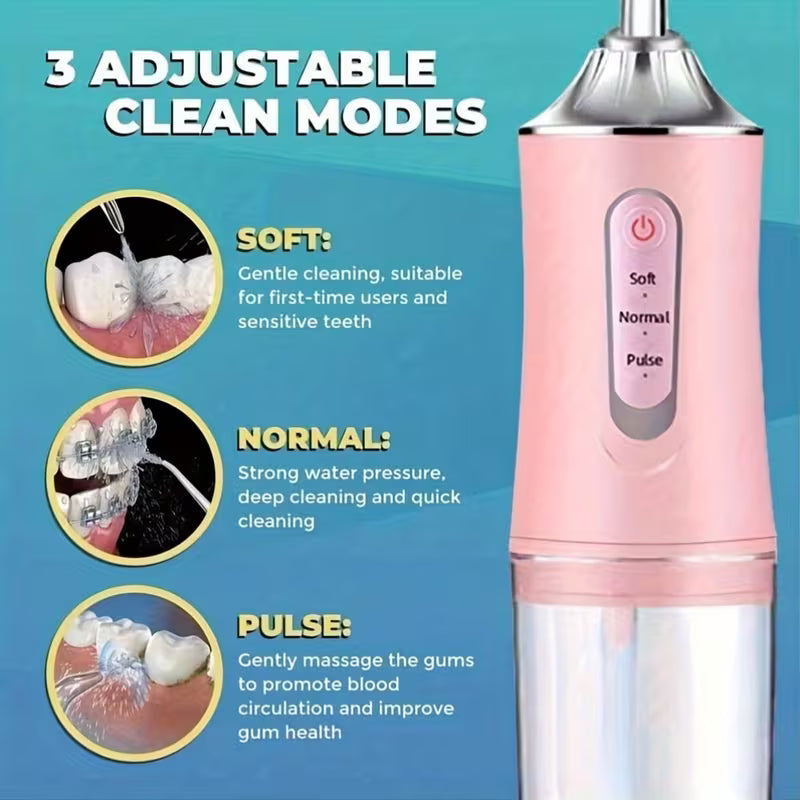 Portable Oral Irrigator/  360° Rotatable Nozzles, USB Charging, Lithium Battery, Suitable for Men and Women's Daily Dental Care & Gum Cleaning, Multicolor.