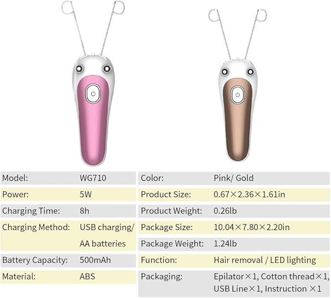 Electric Facial Threading Hair Removal/ Lady Facial threading Hair Remover for Women, Automatic Threader Machine Epilator for Fine Hairs on Face,Chin,Upper Lip, Arms, Multicolor.