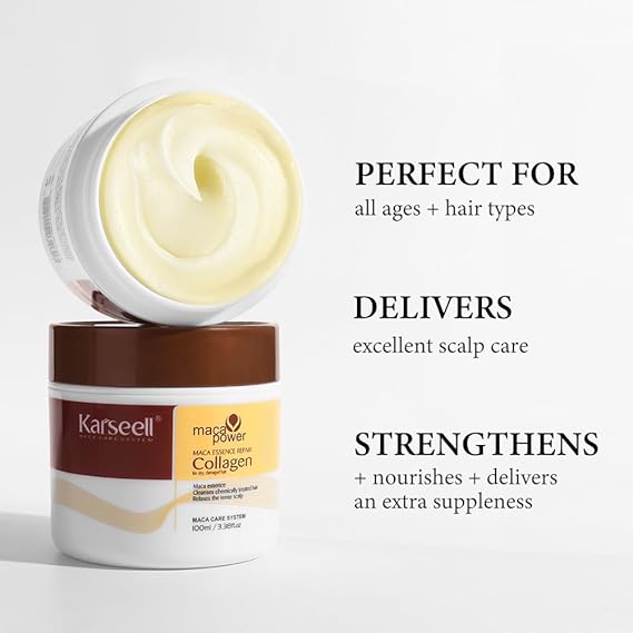 Hair Repair Collagen 500ml/ Karseell Collagen Hair Treatment Deep Repair Conditioning Argan Oil Collagen Hair Mask Essence for Dry Damaged Hair All Hair Types 16.90 oz 500ml.