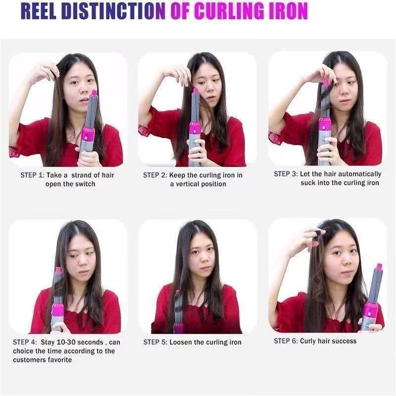 Hot Air Brush 5-in-1/ Hair Dryer & Styler Set with Interchangeable Attachments Brush, Comb, Massage, for Straightening, Curling, Multicolor.