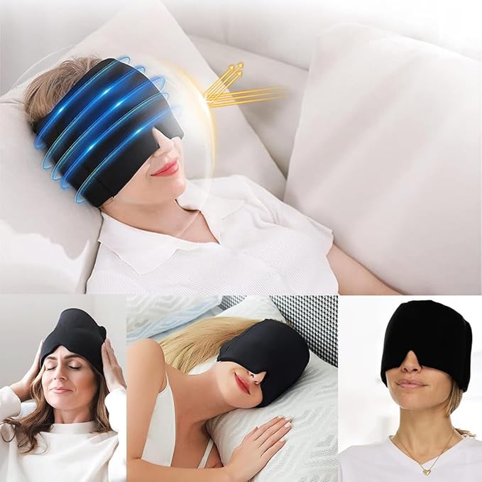 Migraine Relief Cap,Stretchable Headgear for Cold & Hot Relax to Alleviate Headaches, Unscented, Use Without Power, Battery-Free - for Tension, Stress, Fever, Fatigue Relief, Stress, Multcolor.