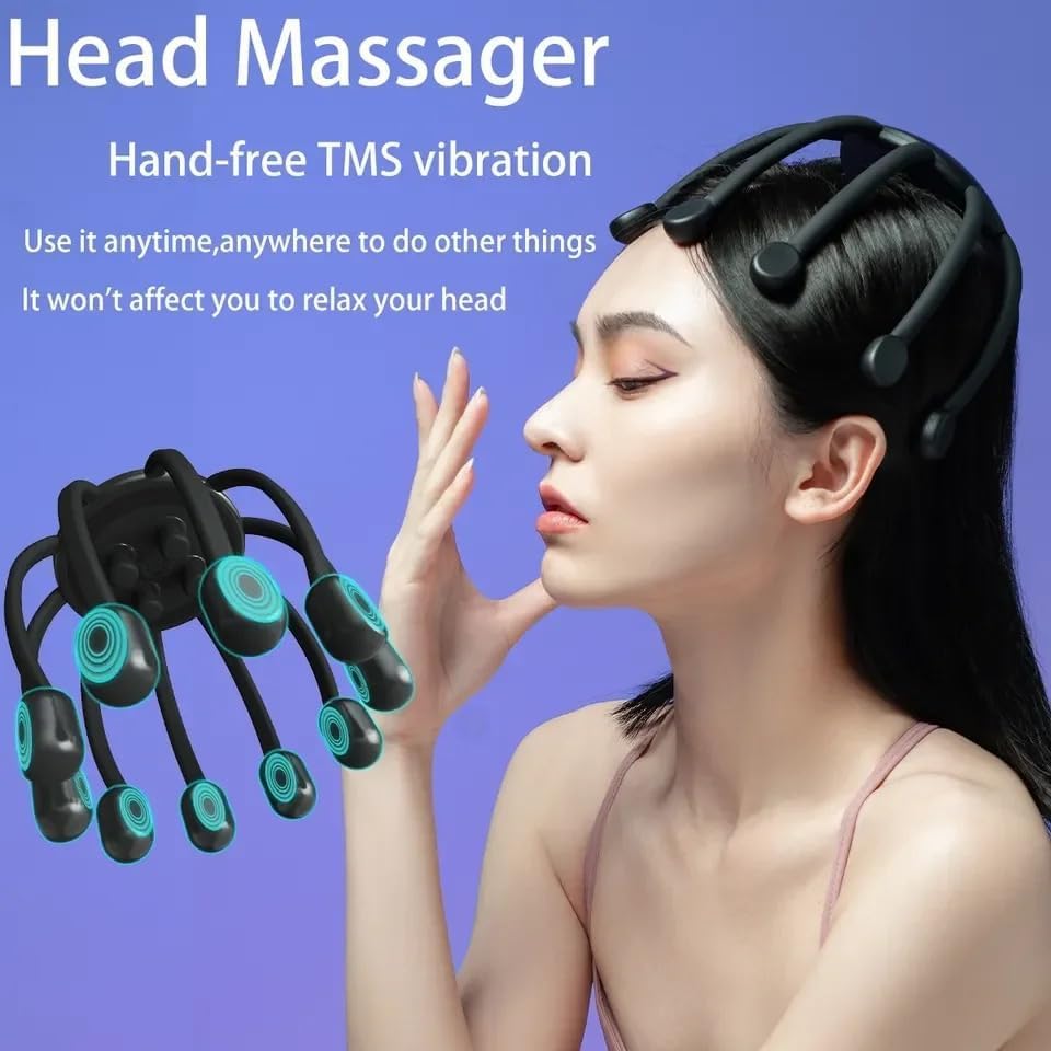 360° Ultra Head Massager/ Scalp Massager, Portable Head Scalp Massager Handheld Cordless Electric Scalp Massager Multi-Modes Vibration Head Massager, Multicolor.