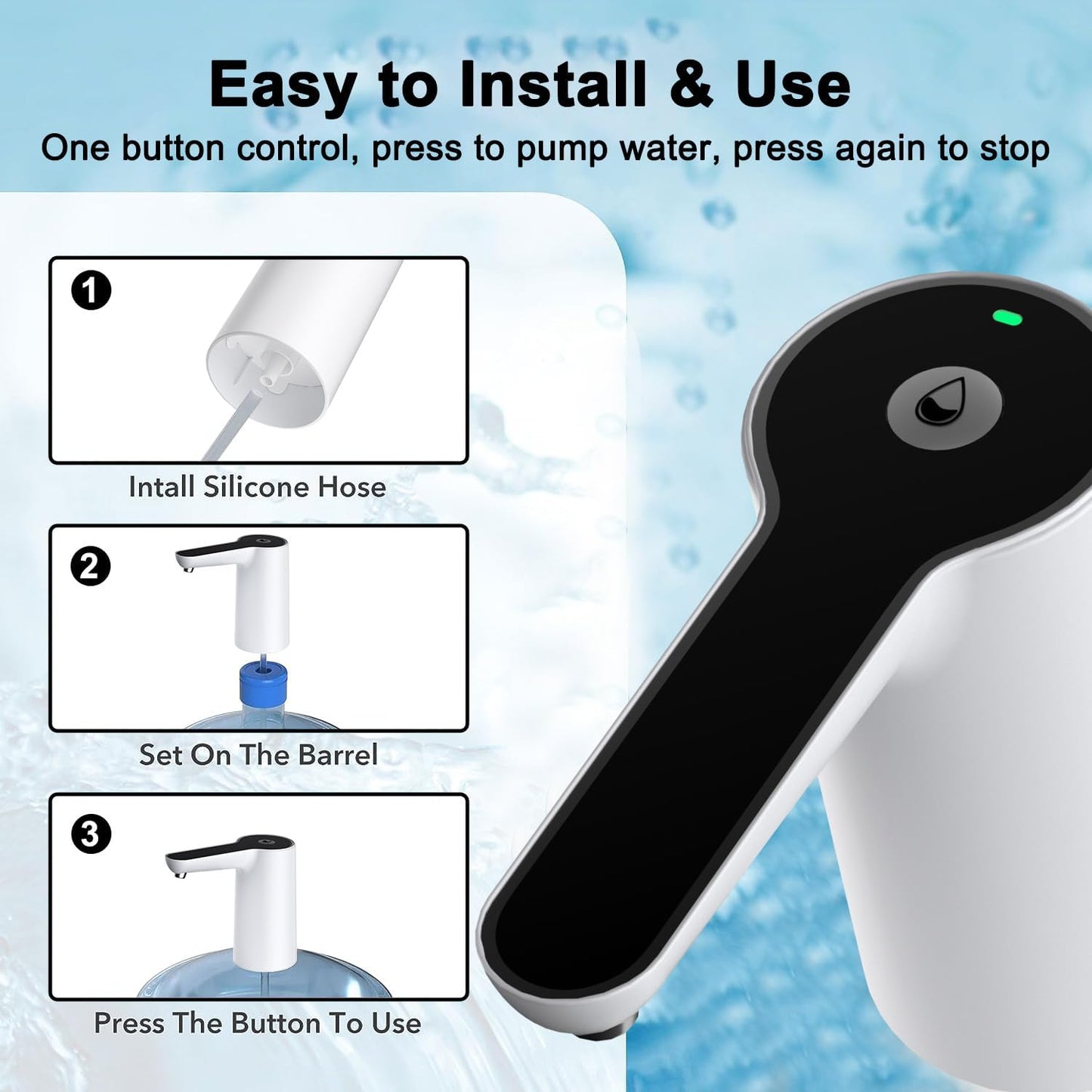 Water Pump/ Automatic Water Dispenser Pump, High-Performance Pumping, USB Rechargeable Battery Water Pump, Easy Operation Electric Water Dispenser for Home, Multicolor.