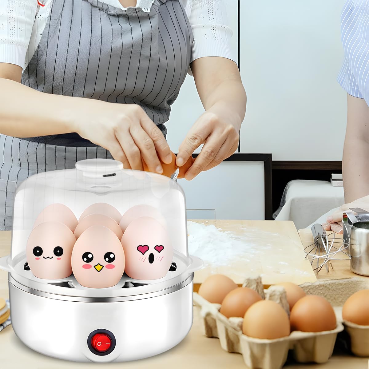 Egg Boiler/ 350w European Standard Electric Egg Steamer, Overheat Protection, Non-Stick Cooking Surface, Compact Kitchen Appliance for Eggs, Multicolor.