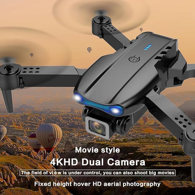 E99 Drone Camera/  Foldable Drone with Obstacle Avoidance, Headless Mode, Altitude Hold & Remote Control, Multicolor.