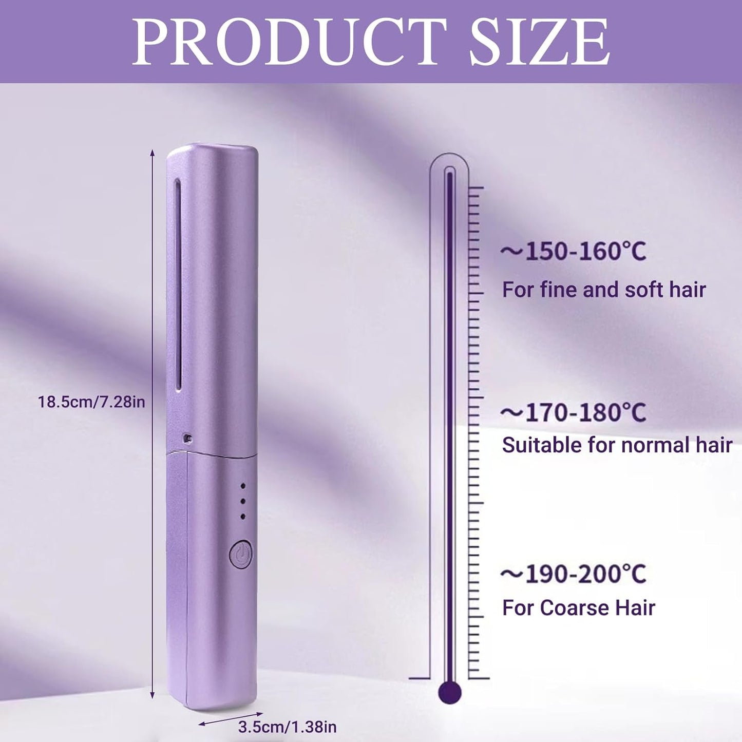 Portable Hair Straightener Comb/ Mini Wireless Hair Straightener Brush, Portable, 2-in-1, Ceramic, Purple, One Size, Straightens and Curls, Suitable for All Hair Types, Multicolor.