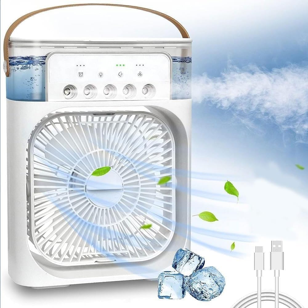 Cooling Fan With Ice/ Portable Air Conditioners, Mini Evaporative Cooler,USB Personal Conditioner, Cooling Fan for car Home Office Room, Multicolor.