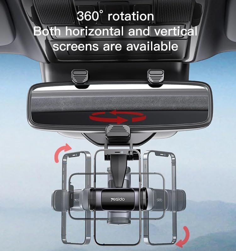 Car Mirror Phone Holder/ Car Mirror Phone Holder, Hands-Free, Adjustable, Multi-Functional Mount, No Battery Needed, Easy Installation.