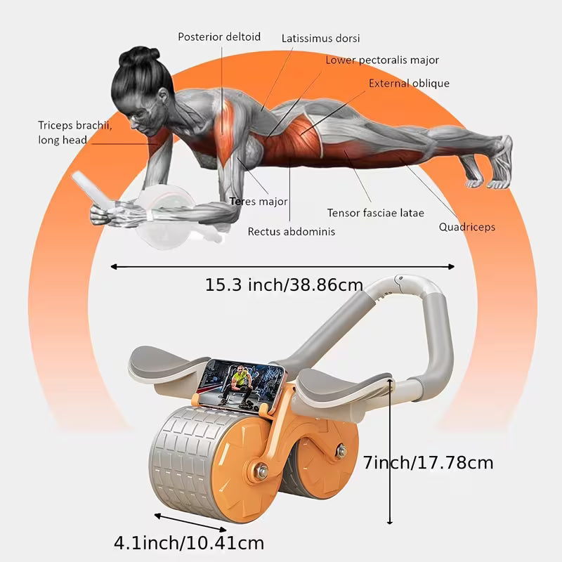 Auto Rebound Abs Wheel With Elbow Support/ Automatic Rebound Abdominal Wheel, Domestic Abdominal Exercise Wheel, New Abs Roller Wheel with Timer, Plank Ab Roller Wheel for Abdominal Core Strength Training, Multicolor.