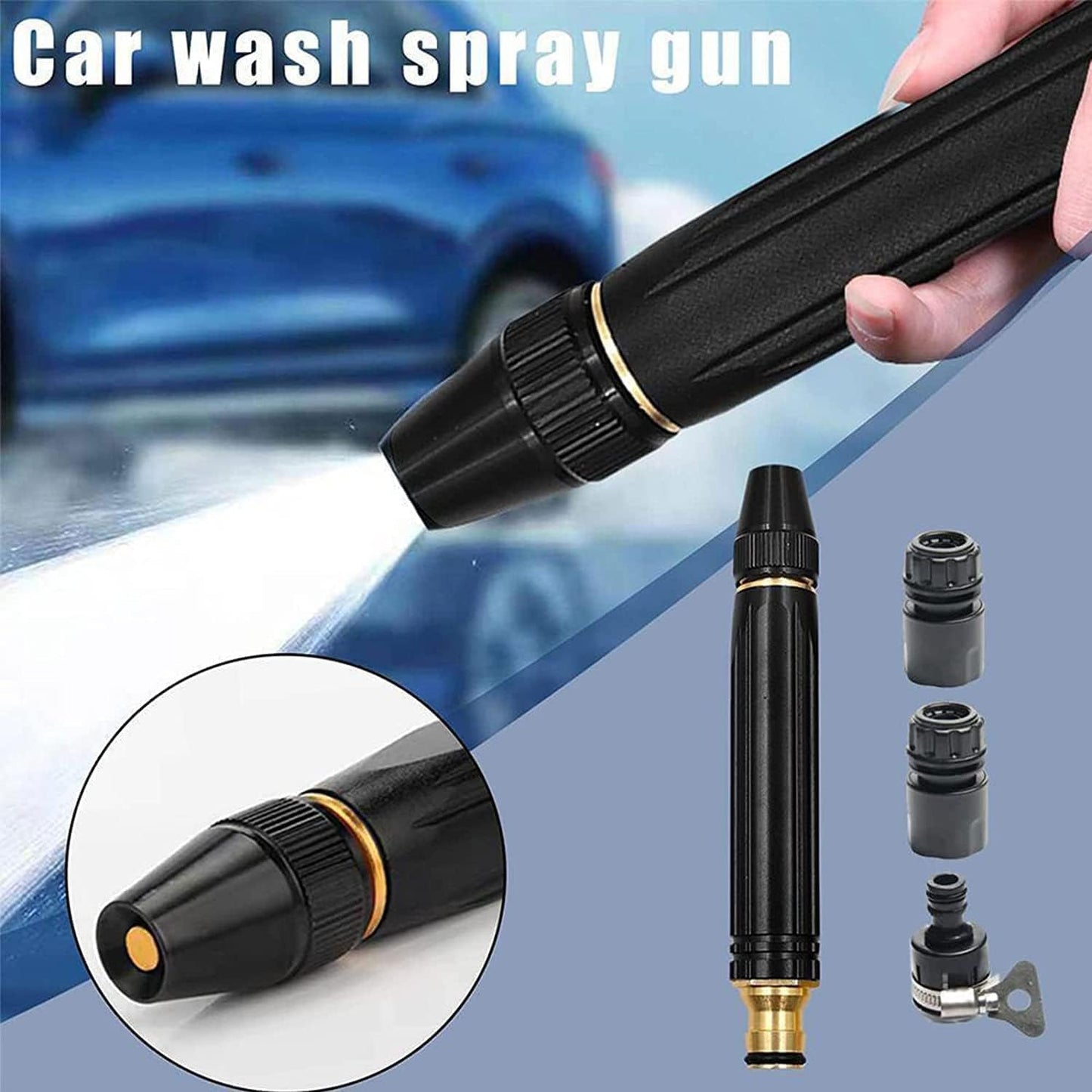 Portable Water Hose Nozzle/ 360-Degree Rotating High-Pressure Metal Hose Nozzle Set - Fit for Garden Irrigation & Car Wash, Outdoor Watering Tool.