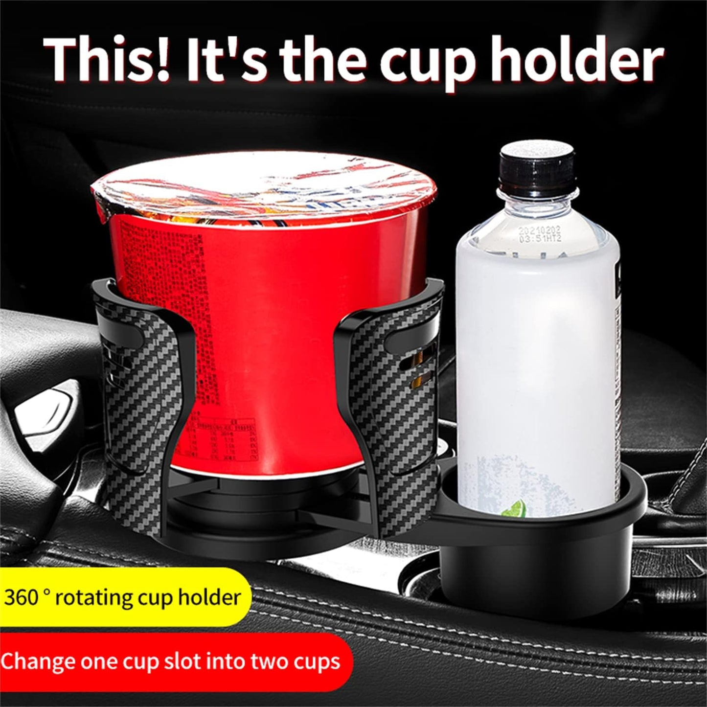 Car Drink Expander Holder/ 360° Car Cup Holder Expander Adapter, Vehicle-Mounted Car Cup Holder and Organizer, All Purpose Car Water Cup Drink Holder