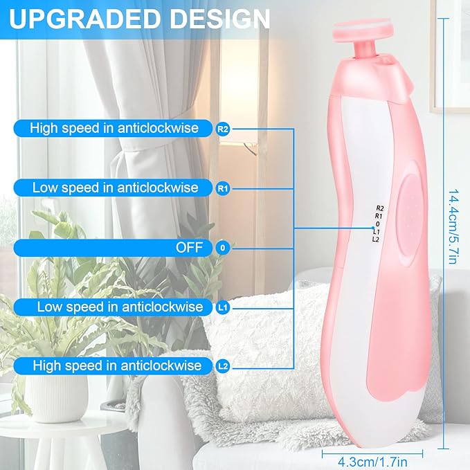 Baby Nail Trimmer/ Children's Electric Nail Trimmer, Safe Nail Clipper and File Set with 5 Replacement Heads, Trimming Polishing Beauty Kit, Multicolor.