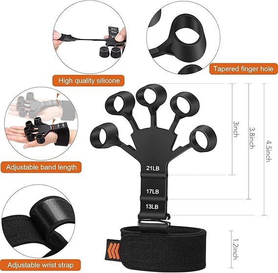 Metal-Hook Grip Strength Trainer, Hand Grip Strengthener for Fitness Training, Muscle Toning & Rehabilitation,  Flexible Strap Design, Grip Strength Trainer, Multicolor.