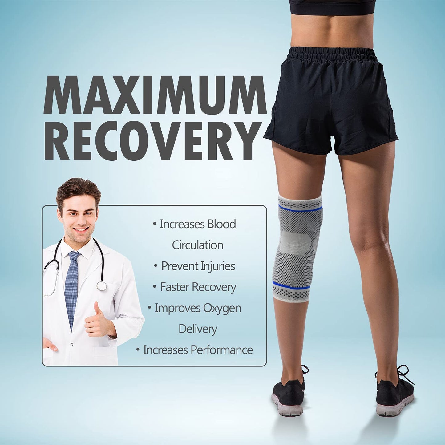 Knee Supporter/ Anti Slip Knee Brace Compression Sleeve with Patella Gel Pads & Side Stabilizers for Running,Meniscus Tear,Arthritis,Joint Pain Relief, Multicolor.