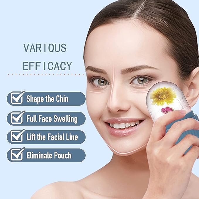 Face Glow Ice Roller Face/ Striped Ice Facial Roller, Non-Scented, Battery-Free, Silicone Material for All Skin Types, Multicolor.