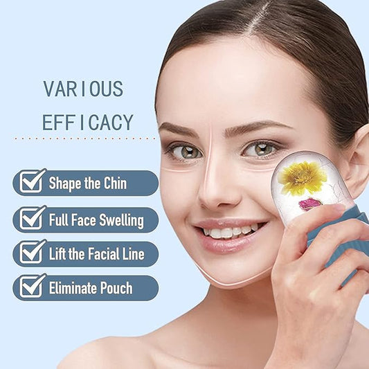 Face Glow Ice Roller Face/ Striped Ice Facial Roller, Non-Scented, Battery-Free, Silicone Material for All Skin Types, Multicolor.