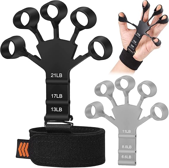 Metal-Hook Grip Strength Trainer, Hand Grip Strengthener for Fitness Training, Muscle Toning & Rehabilitation,  Flexible Strap Design, Grip Strength Trainer, Multicolor.