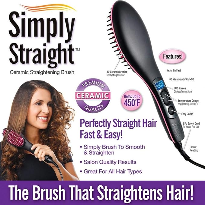 Brush Straightener/ 2-in-1 Design Combines a hair straightener and a brush, providing both styling and a health care massage for your scalp, Multicolor.