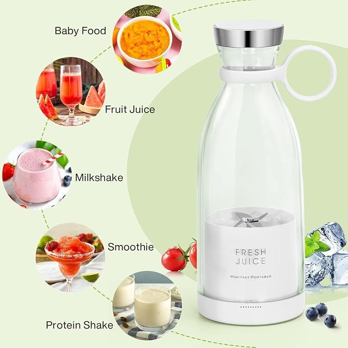 Portable Juicer Bottle/  Portable Electric Wireless Mini Fruit Blender Juicer - Perfect for On-the Go, Wireless USB Rechargeability, Multicolor.