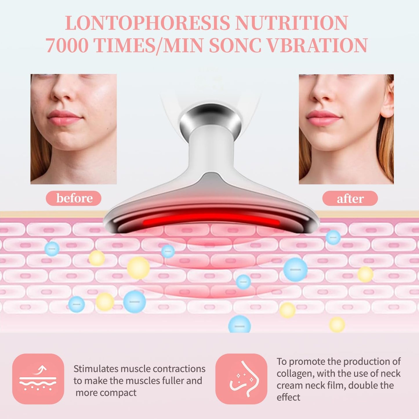 Anti Wrinkle Beauty Apparatus/ 7 Colors Face And Neck Massager with Vibrating Heat Beauty Apparatus, USB Rechargeable, Suitable for Skincare, Home Facial Skin Care Goddess Holiday Gift, Multicolor.