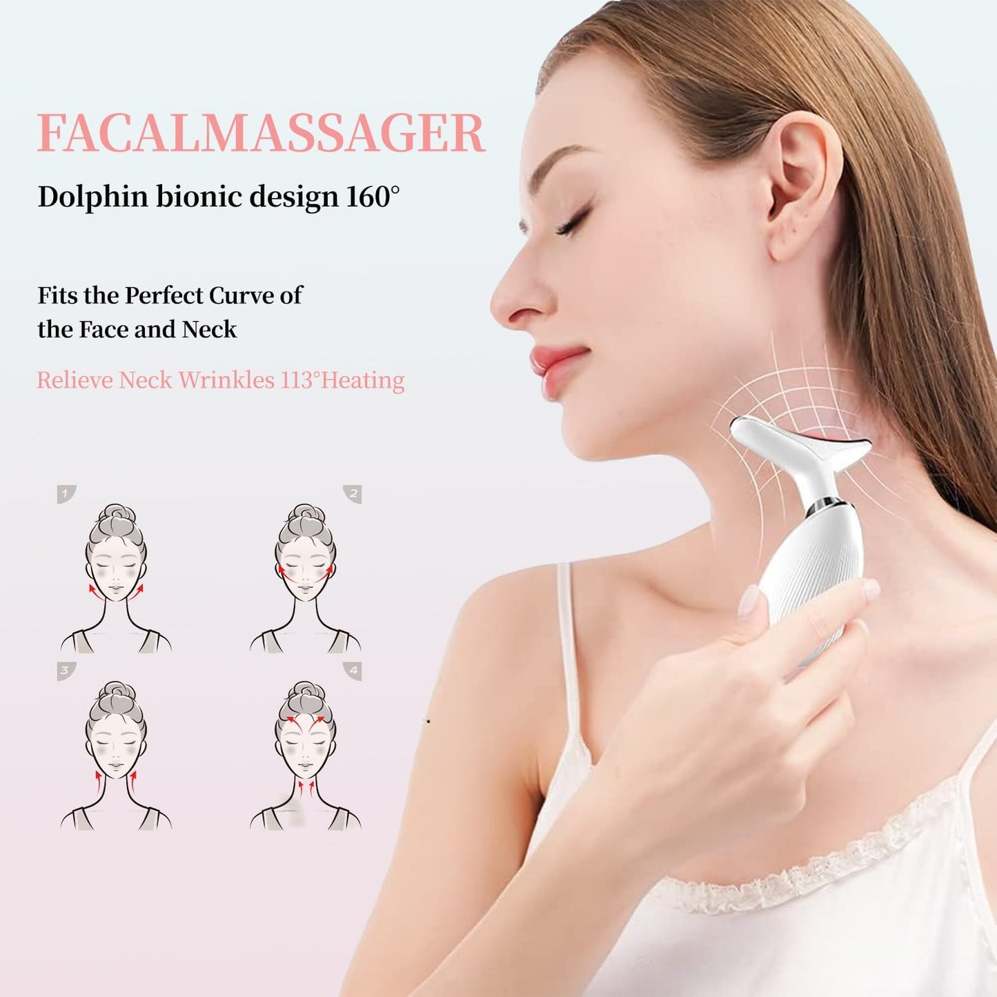 Anti Wrinkle Beauty Apparatus/ 7 Colors Face And Neck Massager with Vibrating Heat Beauty Apparatus, USB Rechargeable, Suitable for Skincare, Home Facial Skin Care Goddess Holiday Gift, Multicolor.