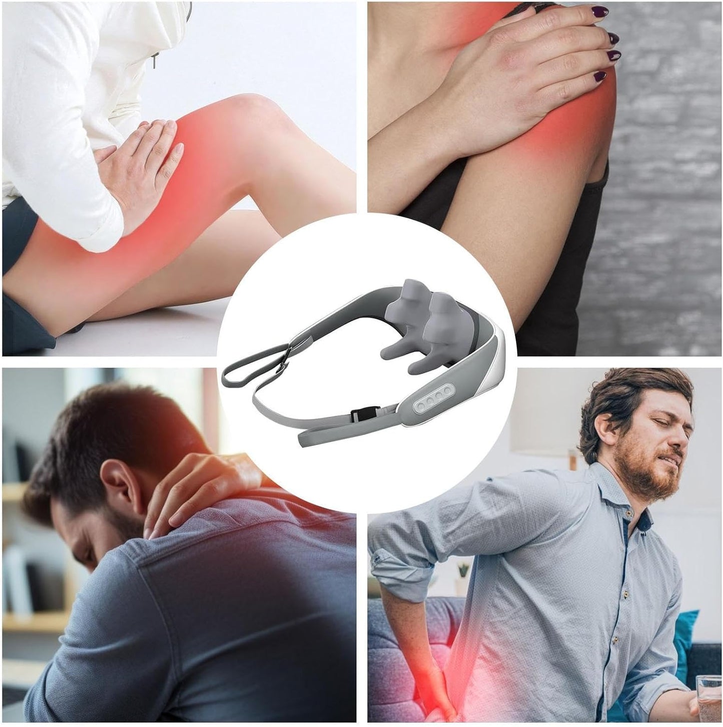 3d head and shoulder Kneeding Massage/ Shoulder and Neck Massager for Pain Relief Deep Tissue, Electric Massager with Heat, Neck, Back, Shoulder, Trapezius Muscle Relaxation Massage Pillow, Ideal Gift, Multicolor.