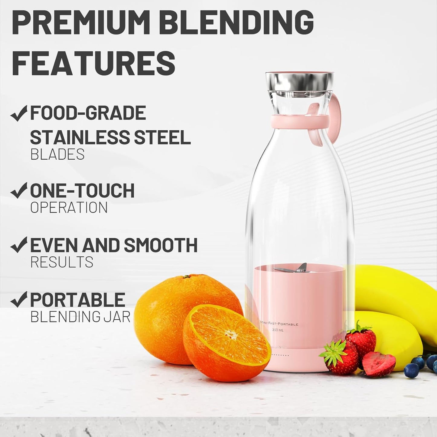 Portable Juicer Bottle/  Portable Electric Wireless Mini Fruit Blender Juicer - Perfect for On-the Go, Wireless USB Rechargeability, Multicolor.