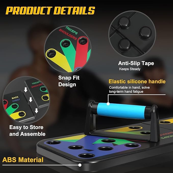 Push-Up Board/ Push Up Board Combo Pack for Men & Women - Abdominal Workout for Home & Gym Use,Foldable Body Building Push Up Rack Board, Multicolor.