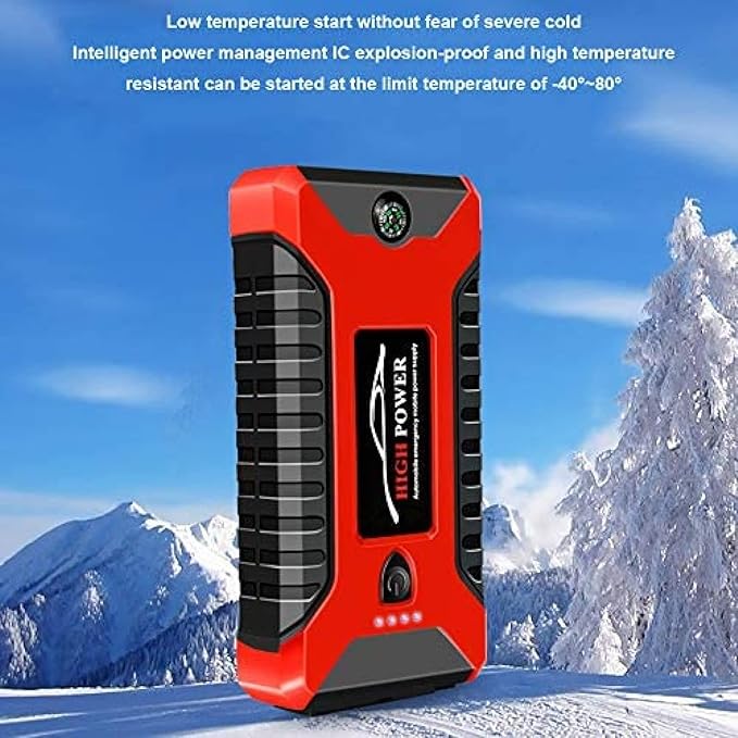 Jump Starter/ Emergency Charging, Versatile Use, Quick Solution, Cold-Resistant, Durable in Extreme Cold, Power Display, Advanced Safety Features, Multicolor.