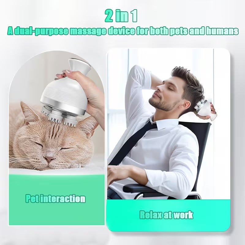 Scalp Massager/ Head Massage Device, USB Rechargeable Electric Scalp Massager, Designed for Head And Neck Massage, Also Serves As a Pet Hair Kneading Tool, Multicolor.