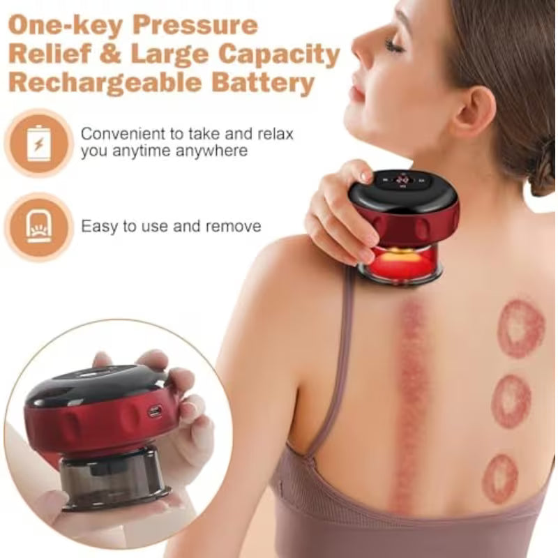 Electric Vacuum Cupping Massager/ Rechargeable 4 in 1 Vacuum Therapy Machine for Pain Relief, Electric Cupping Massage Tool,Smart Cupping Therapy Set, Multicolor.