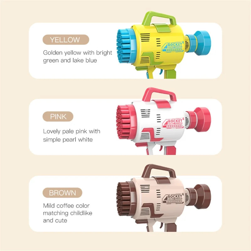 48 Holes Rocket Bubble/ Children Bubble Gatling Machine Portable Semi-automatic Bubble Maker with 48 Holes Outdoor Toy, Multicolor.