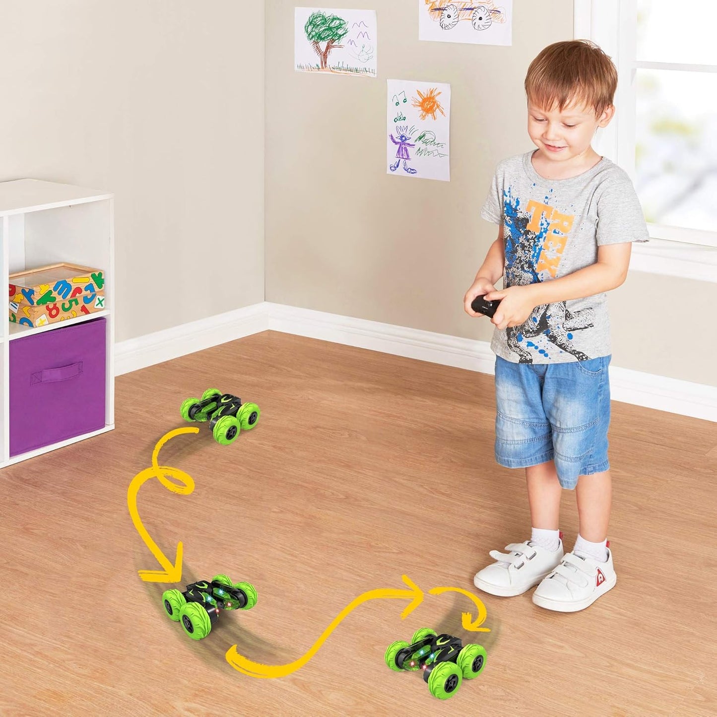 RC Stunt Car/ Strong Material &amp; Scratch-Resistant Tires, Long Distance &amp; Anti-Interference Transmitter, Long Endurance Rechargeable Battery, Multicolor.