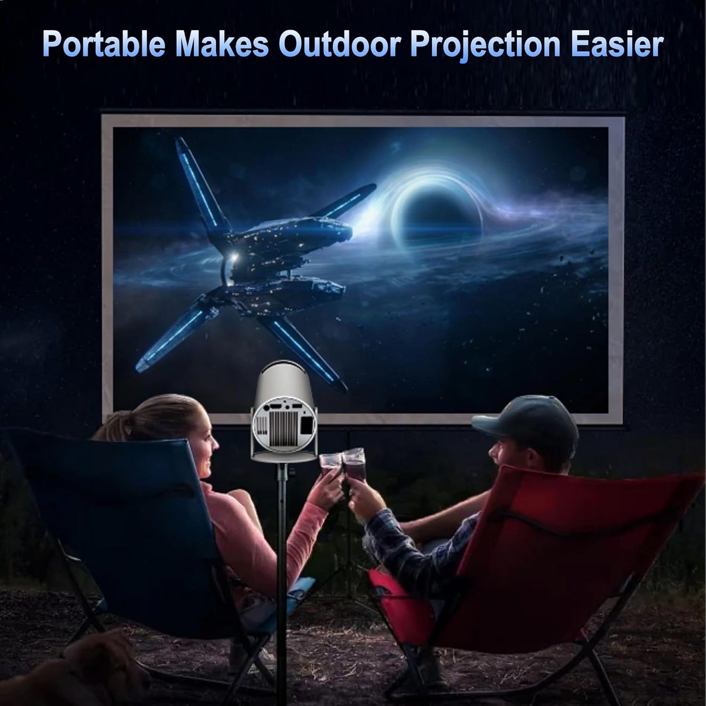 Mini Round Projector/ Mini Projector with WiFi and Bluetooth, Portable Projector 4K Support, Auto Keystone, 180 Degree Rotation, Smart Proyector for Home And Outdoor Android 11, Multicolor.