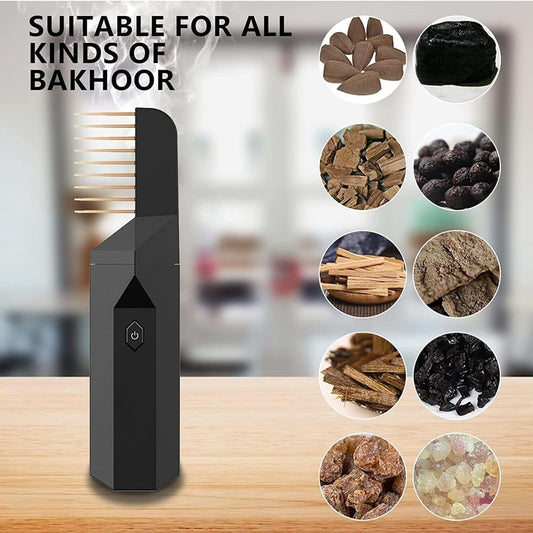 Hair Bakhoor/ Electronic Incense Burner, 2 in 1 Portable Electronic Incense Burner Mood & Hair Burner with Integrated Comb, Multicolor.