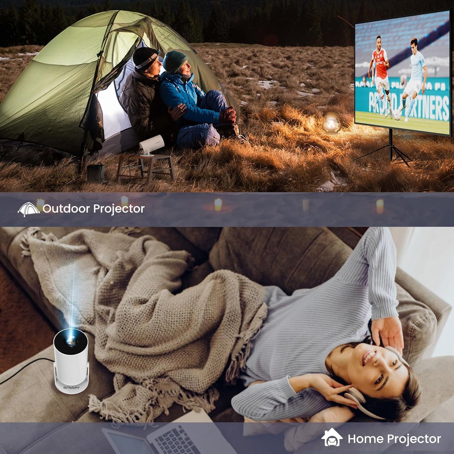 Mini Round Projector/ Mini Projector with WiFi and Bluetooth, Portable Projector 4K Support, Auto Keystone, 180 Degree Rotation, Smart Proyector for Home And Outdoor Android 11, Multicolor.