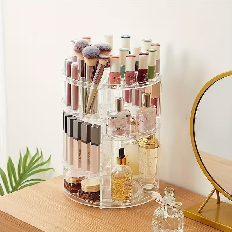 360 Makeup Organizer Box/ Cosmetic Makeup Storage Holder Organizer Adjustable 360 Rotation Box, Multicolor.