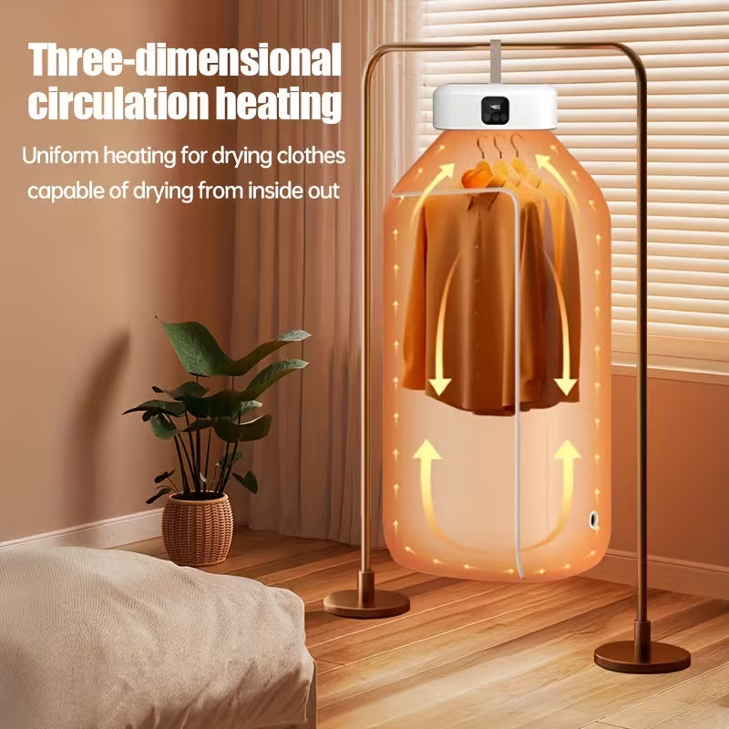 Electric Clothes Drying Machine/ Portable Clothes Dryer, Mini Foldable Laundry Dryers with Remote Control & Dry Bag, Multicolor.