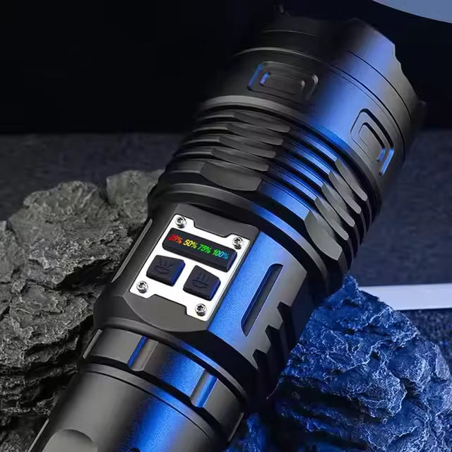 Tactical Laser Flash Light/ Strong Light Lantern High Power LED Flashlight USB Rechargeable Powerful Tactical Torch Waterproof Lamp Outdoor, Multicolor.
