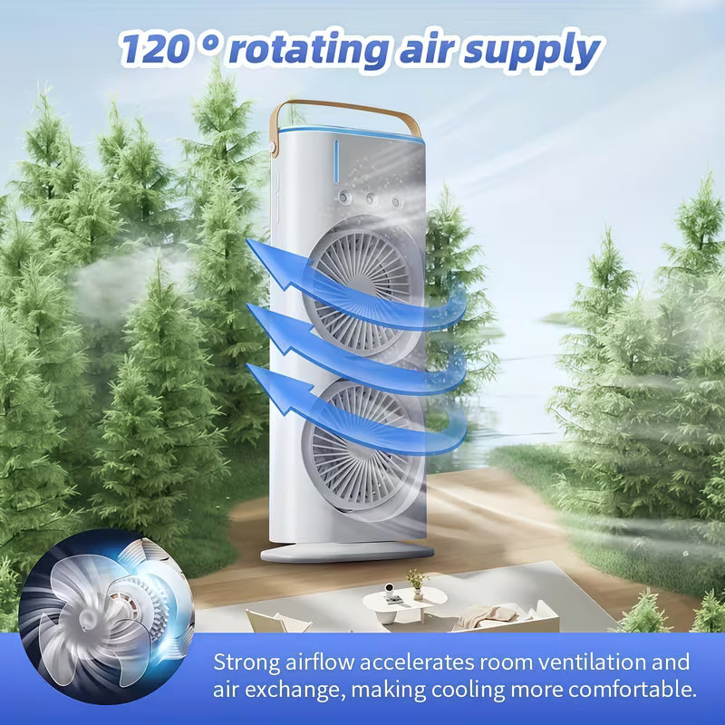 Double Ended Spray Fan/ Mini Air Cooler Double Fan, Spray FAN Portable Humidifier Double Fan AIR Conditioner With 2 Fan, Multicolor.