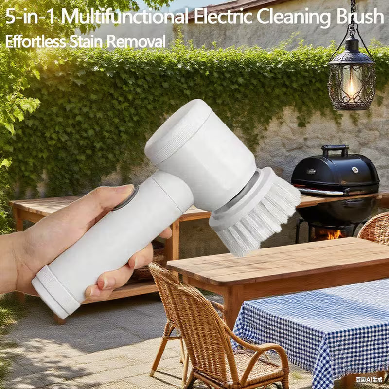 Cleaning Magic Electric Brush (5-in-1/ Electric Cleaning Brush Set with USB- Handheld Scrubber, Heavy-Duty Plastic Multi-Surface for kitchen ,Toilet Floors, Walls, Multicolor.
