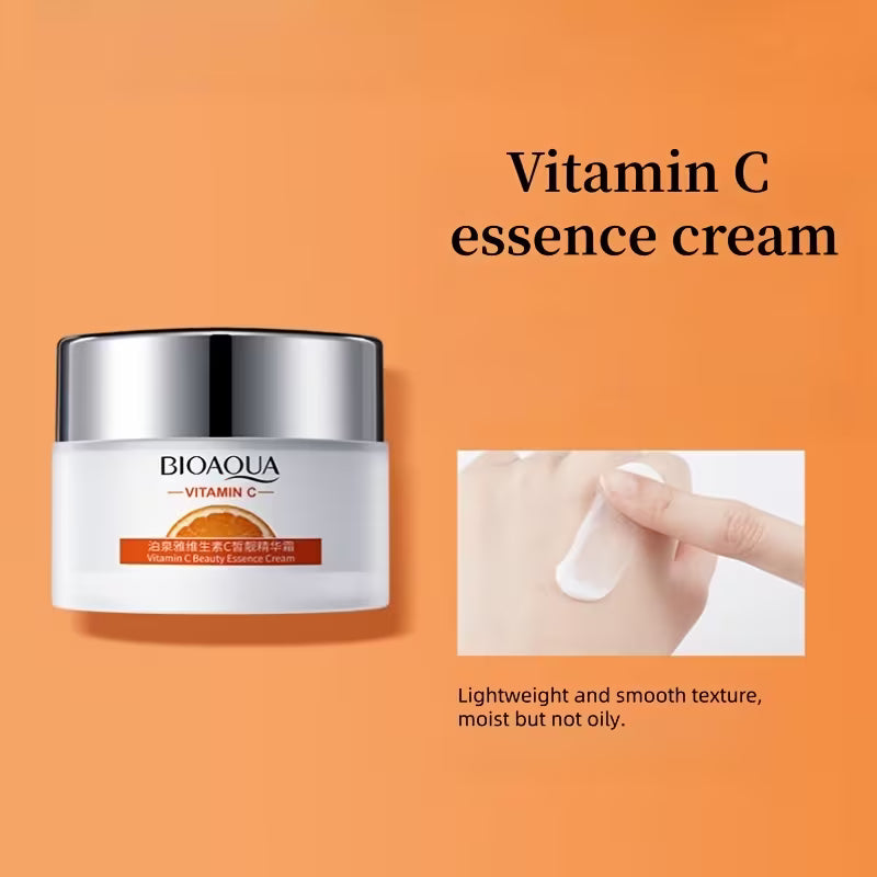 Bioaqua Facial Care Set/ Vitamin C Skincare 6pcs Set, Rich in Vitamin C, Glycerin, Orange Extract, Moisturizes and Nourishes the Skin, Includes Cleanser, Eye Cream, Serum, Toner, Cream, and Essence.