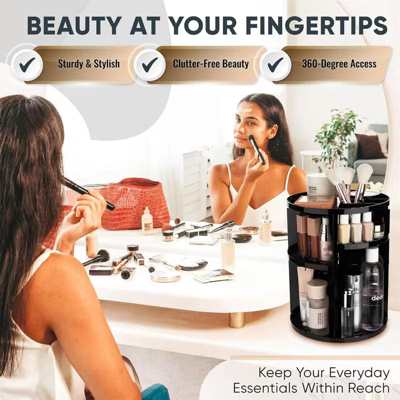 360 Makeup Organizer Box/ Cosmetic Makeup Storage Holder Organizer Adjustable 360 Rotation Box, Multicolor.