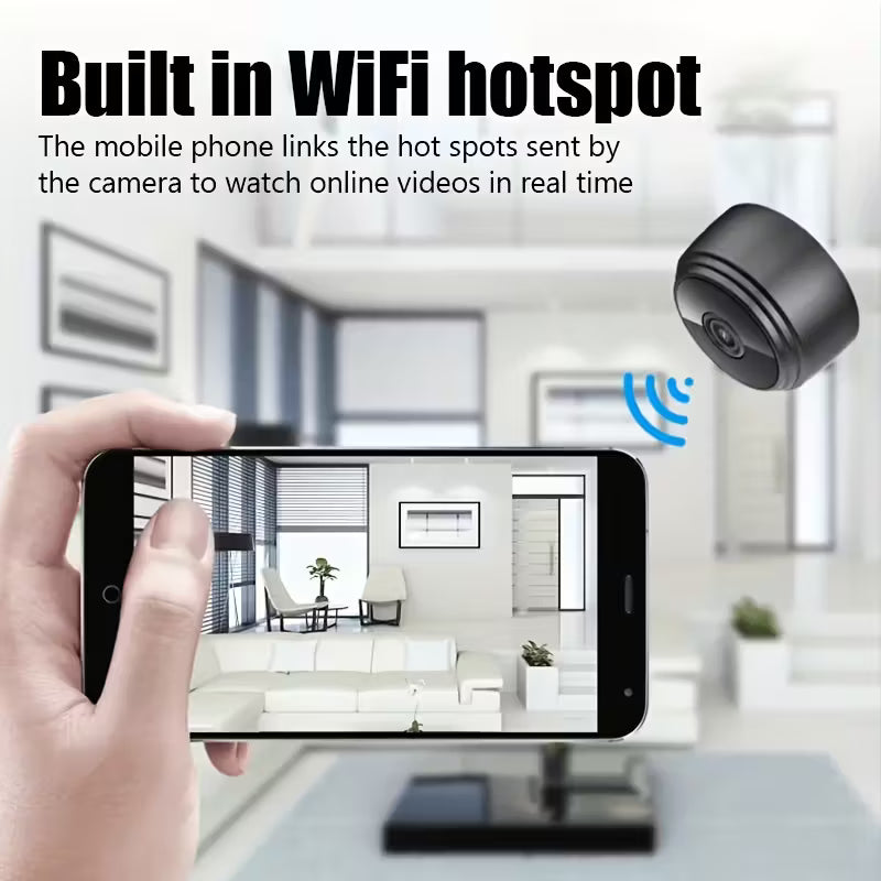 Mini Wireless Security Camera/ Mobile Remote Access, Rechargeable Battery, Compact Design for Indoor/Outdoor Use, Indoor Surveillance, Modern Home Security, Durable Plastic Body, Multicolor.