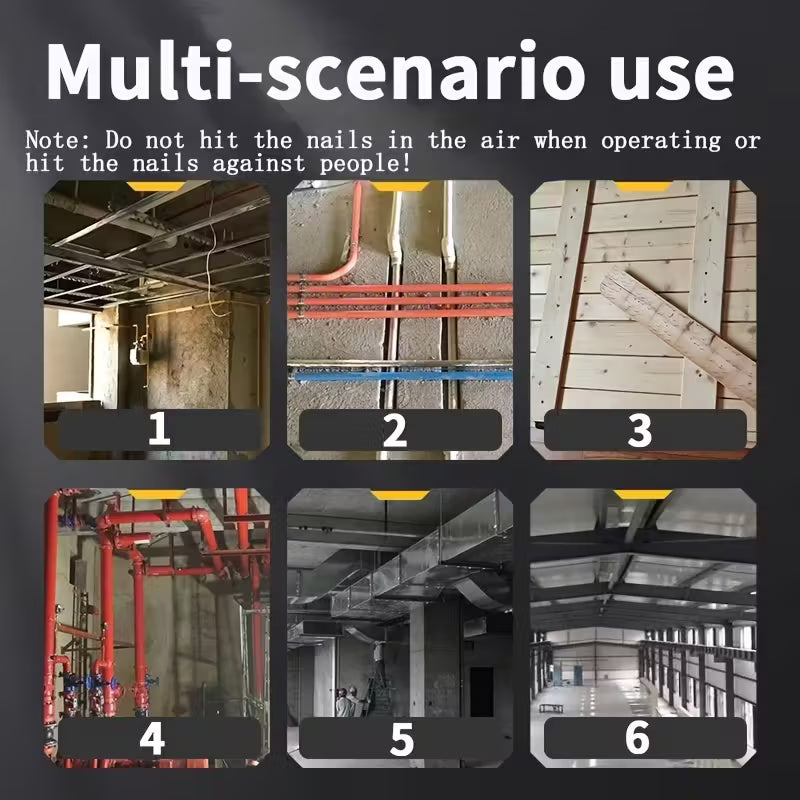 Portable Nail Gun/ Handheld Single-Shot Nailer, 5-Speed Adjustable Concrete/Steel/Pipe Rivet Gun for,, Woodworking & Pipe Installation, Multicolor.