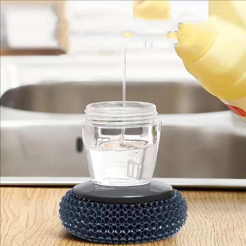 Cleaning Pot Brush/ Soap Dispensing Dish Brush for Pots, Pans, Dishes, and Sink – Palm Brush with Soap Dispens, Kitchen Cleaning Brush Pot Dish Brush, Multicolor.