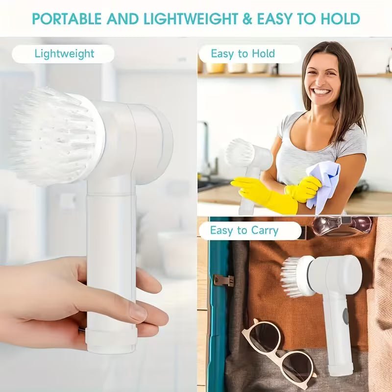 Cleaning Magic Electric Brush (5-in-1/ Electric Cleaning Brush Set with USB- Handheld Scrubber, Heavy-Duty Plastic Multi-Surface for kitchen ,Toilet Floors, Walls, Multicolor.