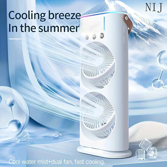 Double Ended Spray Fan/ Mini Air Cooler Double Fan, Spray FAN Portable Humidifier Double Fan AIR Conditioner With 2 Fan, Multicolor.
